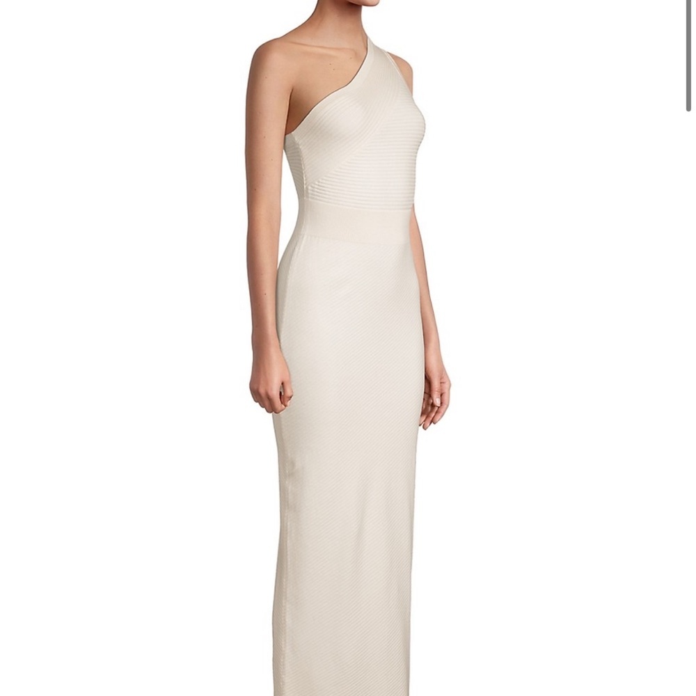 Toccin Ivory One-Shoulder Midi-Dress